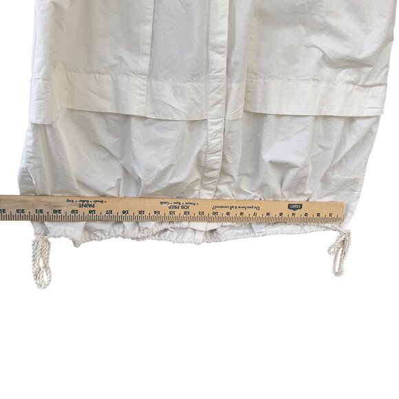 Free People XS White Cotton Bubble Hem Midi Skirt With Drawstrings & Pockets - Picture 6 of 10